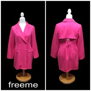 NWT freeme Blazer Dress w/Open Lacing in Back, Double Breasted, Pink, Size Large
